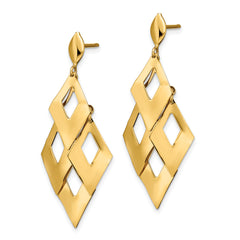 14k Polished and Brushed Post Dangle Chandelier Earrings