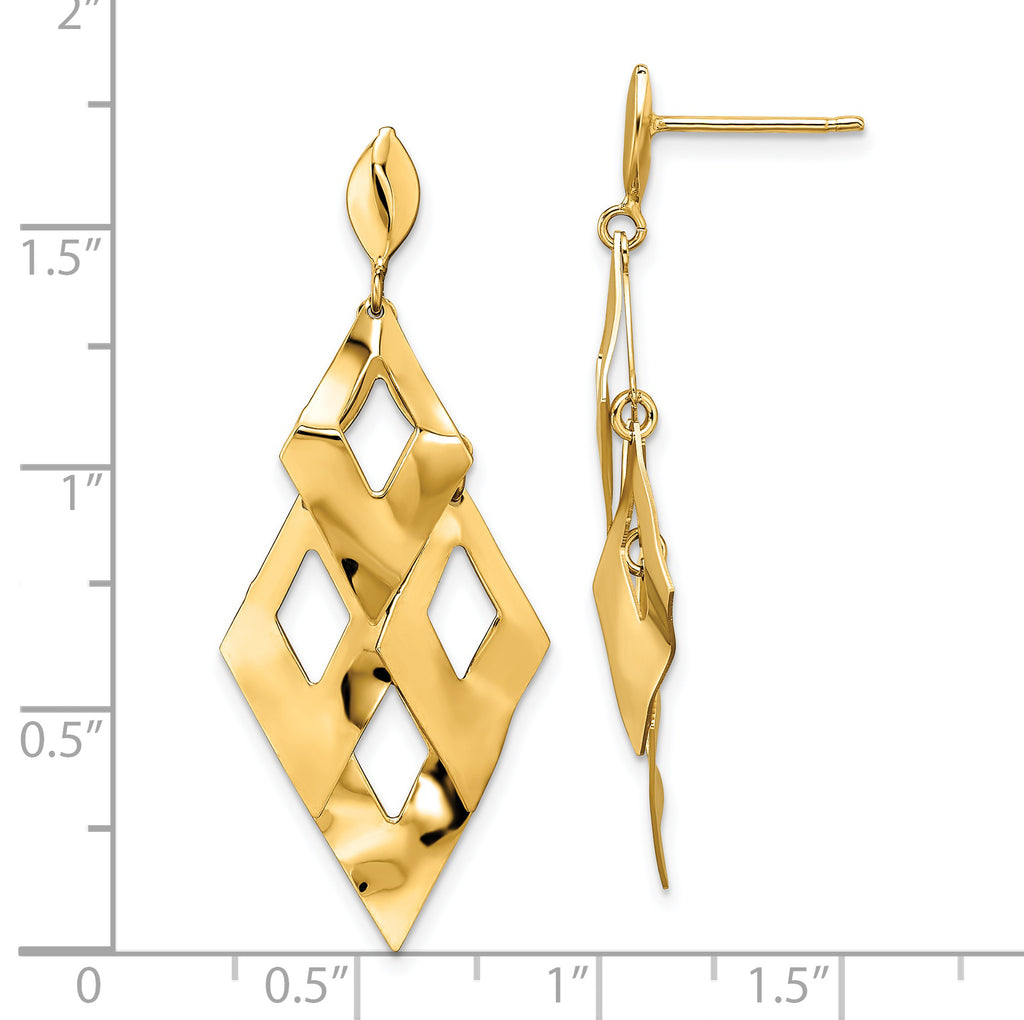 14k Polished and Brushed Post Dangle Chandelier Earrings