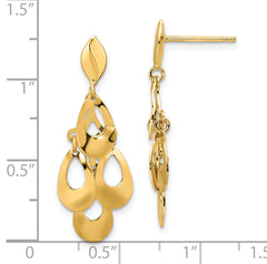 14k Polished and Brushed Post Dangle Chandelier Earrings