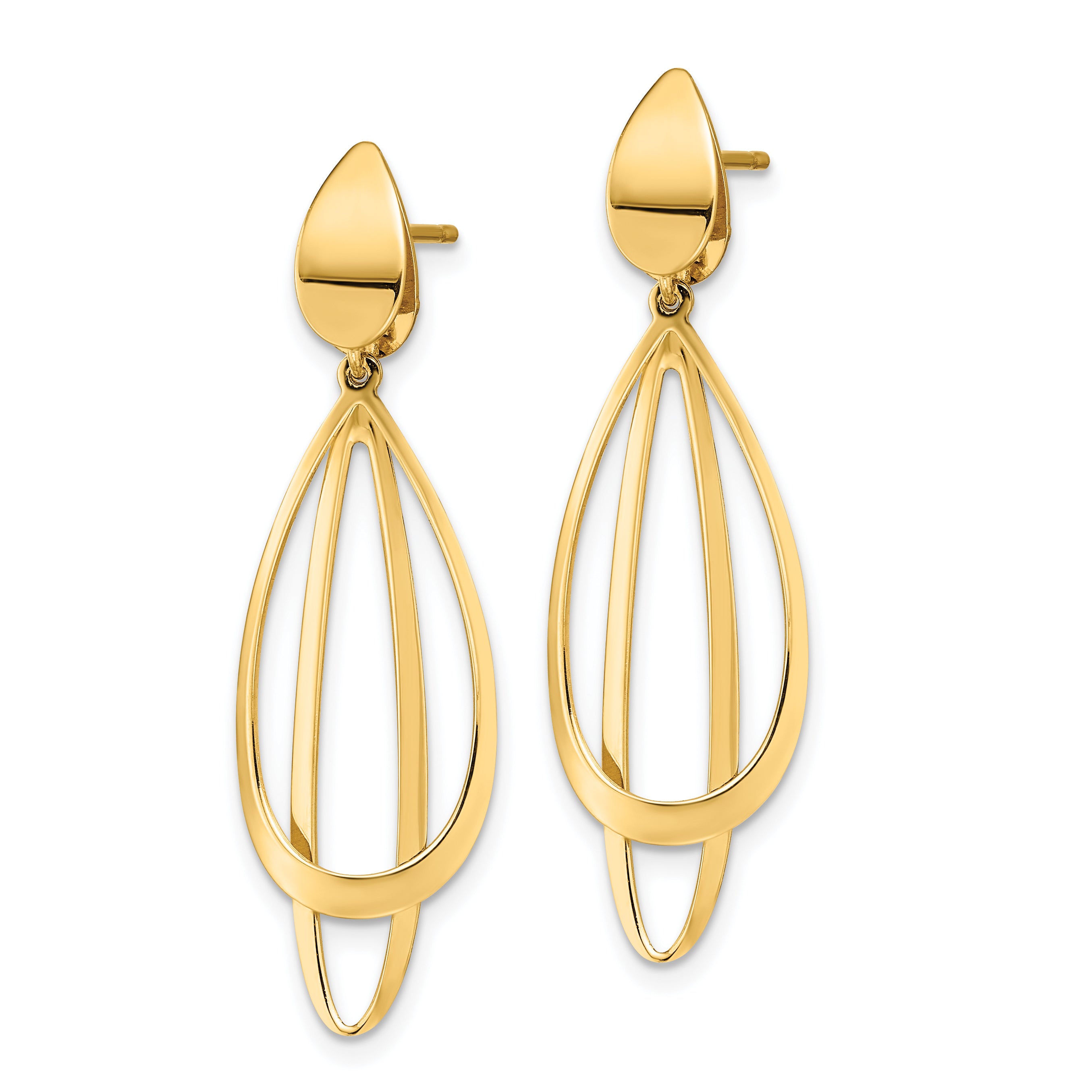 14k Polished and Brushed Post Dangle Earrings Secondary image