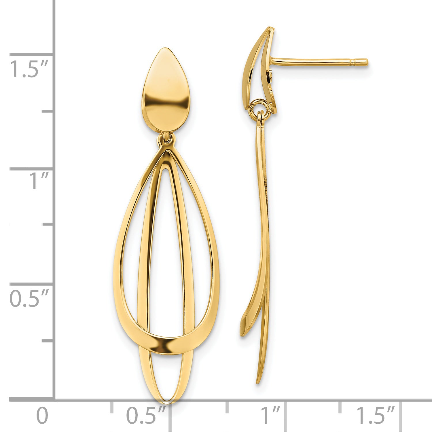 14k Polished and Brushed Post Dangle Earrings
