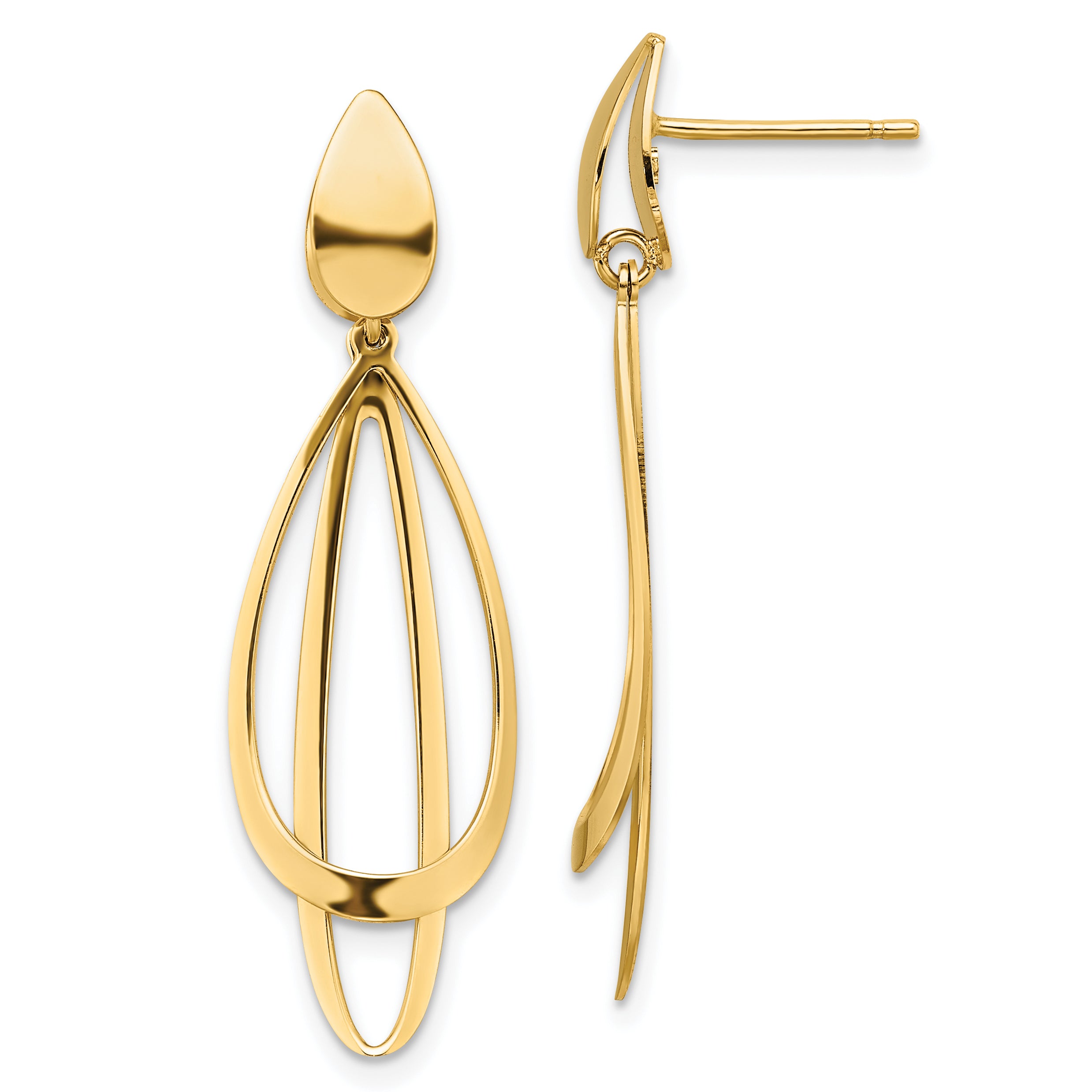 14k Polished and Brushed Post Dangle Earrings Main image