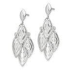 14k White Gold Polished D/C Post Dangle Chandelier Earrings
