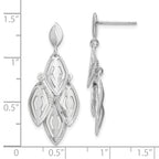 14k White Gold Polished D/C Post Dangle Chandelier Earrings