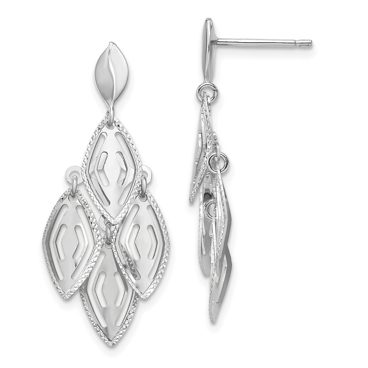 Dangle Chandelier Earrings in 14K White Gold, Diamond-Cut - Sophia Jewelers Main image