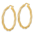 14K Polished Twisted Textured Hoop Earrings