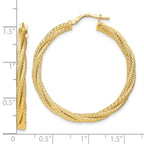 14K Polished Twisted Textured Hoop Earrings