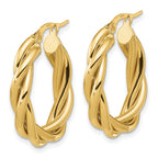 14K Polished Twisted Oval Hoop Earrings