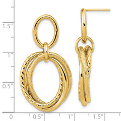 14K Polished and Textured Post Dangle Earrings