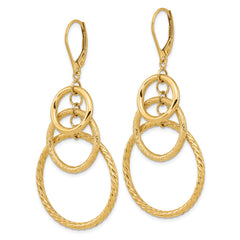 14K Polished and Textured Leverback Earrings