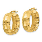 14K Polished Textured Oval Hoop Earrings