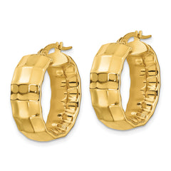 14K Polished Textured Oval Hoop Earrings