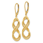 14K Polished Textured Infinity Leverback Earrings