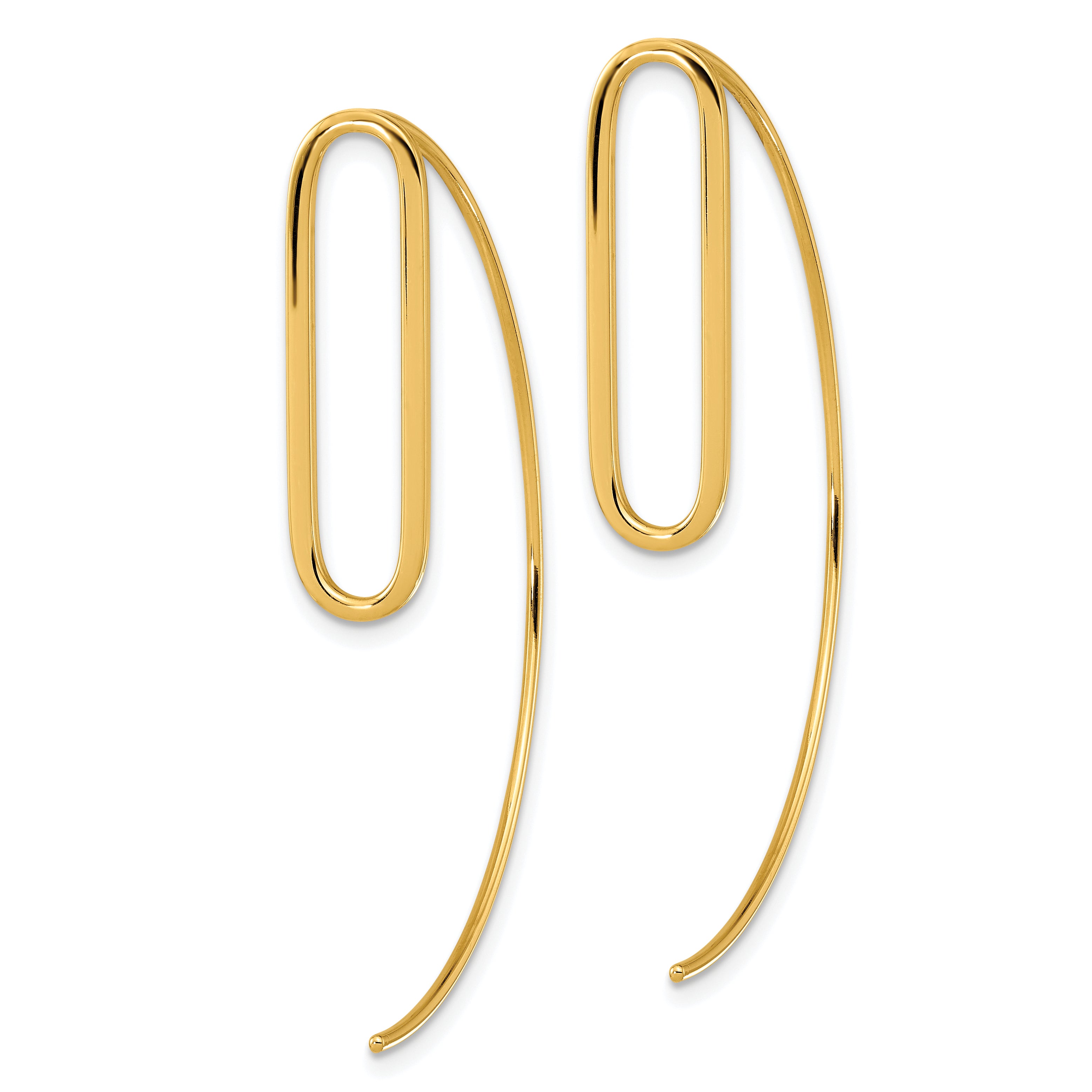 14K Polished Threader Earrings Secondary image