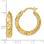 14k Polished Textured Hoop Earrings