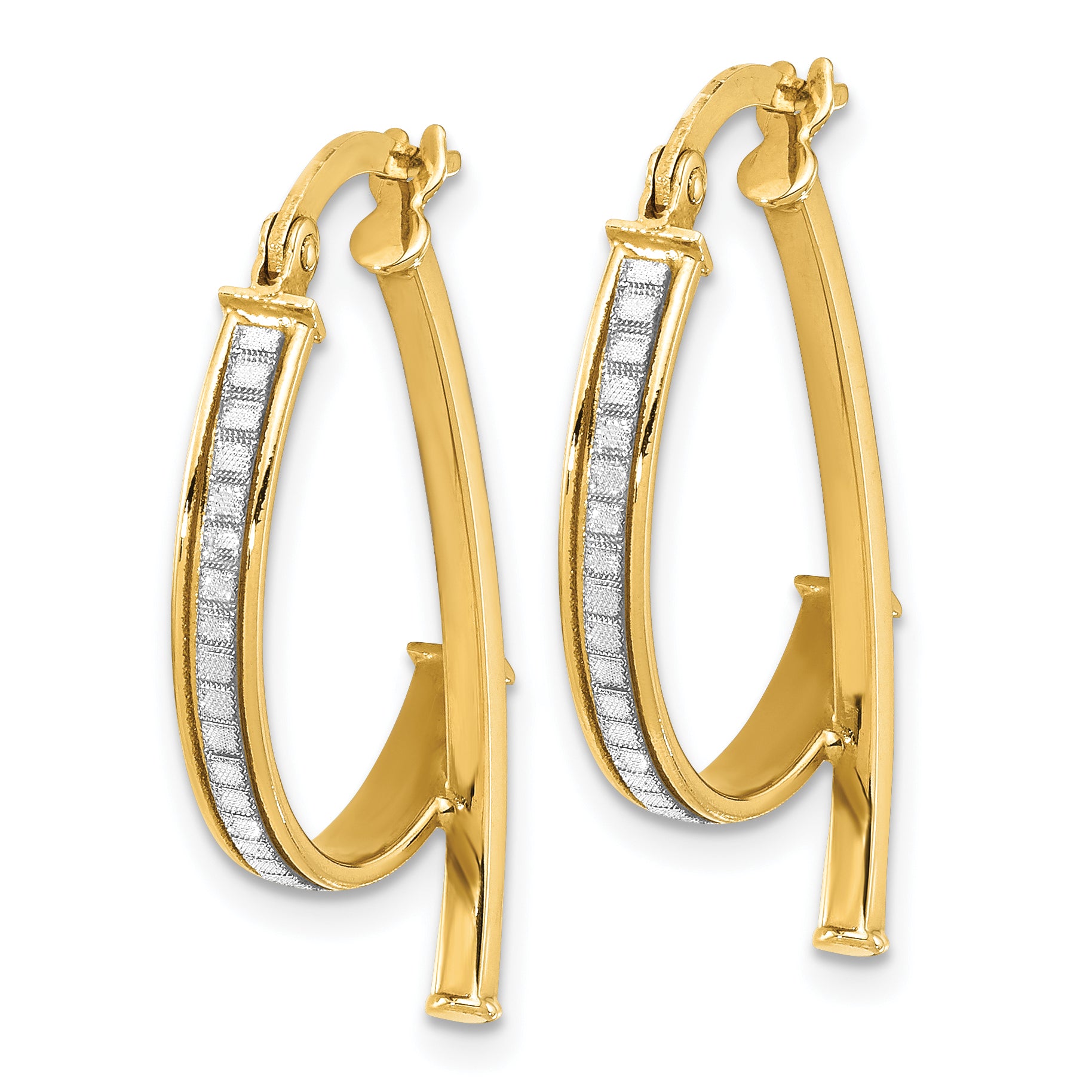 14K Polished Glitter Infused Hoop Earrings Secondary image
