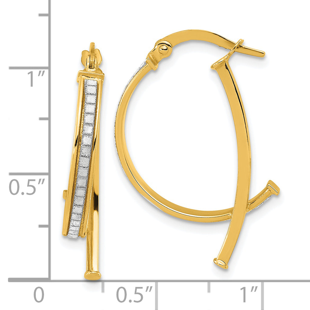 14K Polished Glitter Infused Hoop Earrings