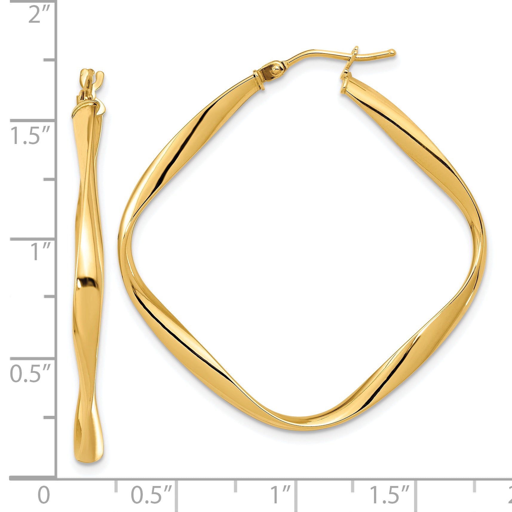 14K Polished Twisted Square Hoop Earrings