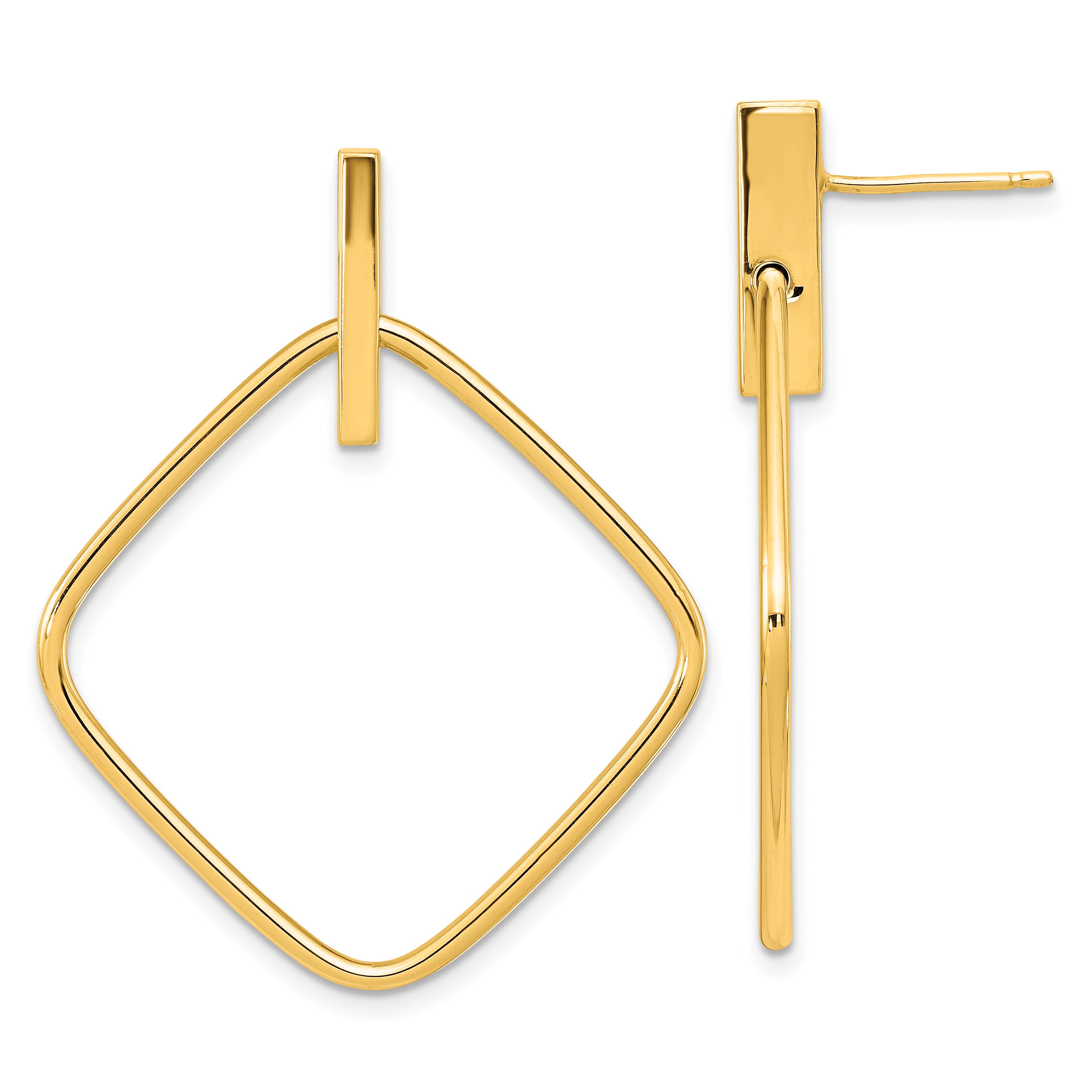 14K Polished Square Post Dangle Earrings Main image