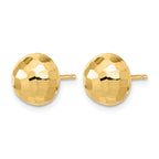 Button Stud Earrings in 14K Yellow Gold, 9.9mm Diamond-Cut - Sophia Jewelers