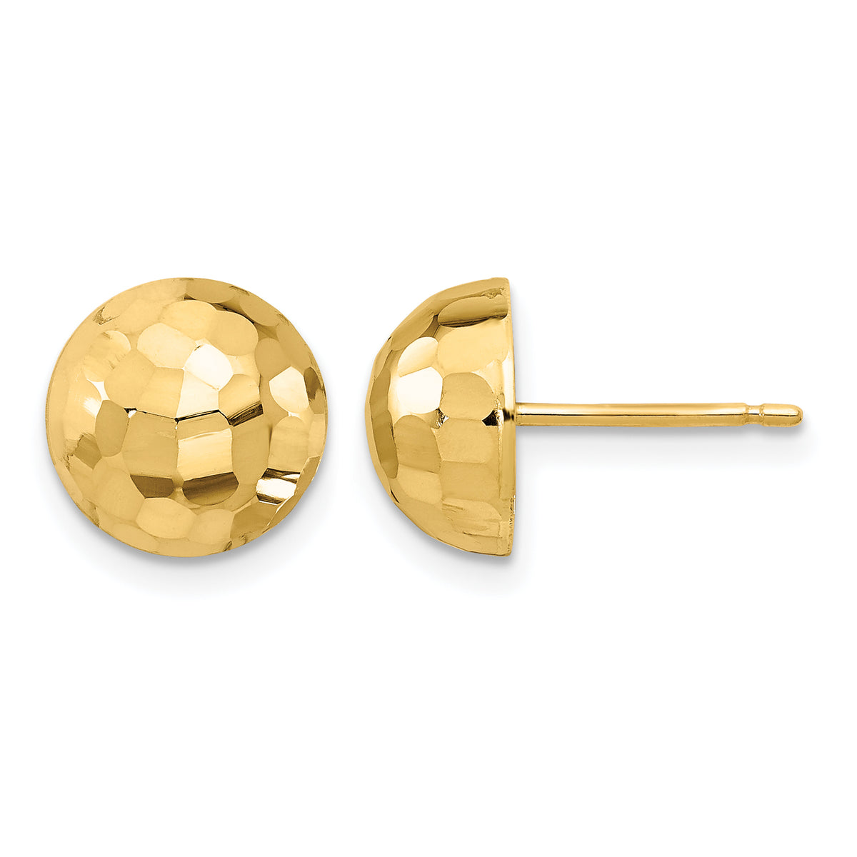 Button Stud Earrings in 14K Yellow Gold, 9.9mm Diamond-Cut - Sophia Jewelers
