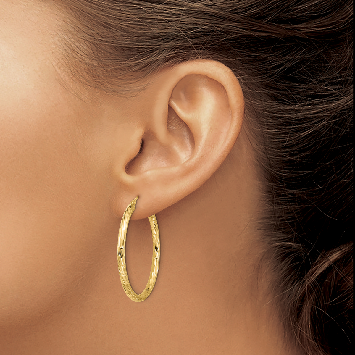 14k Polished D/C Hoop Earrings