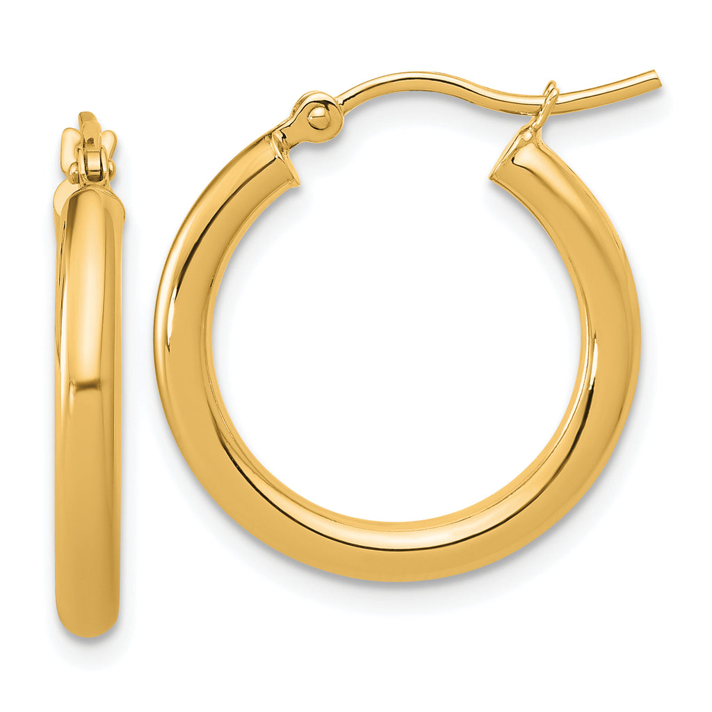 14k Polished 2.5mm Lightweight Tube Hoop Earrings