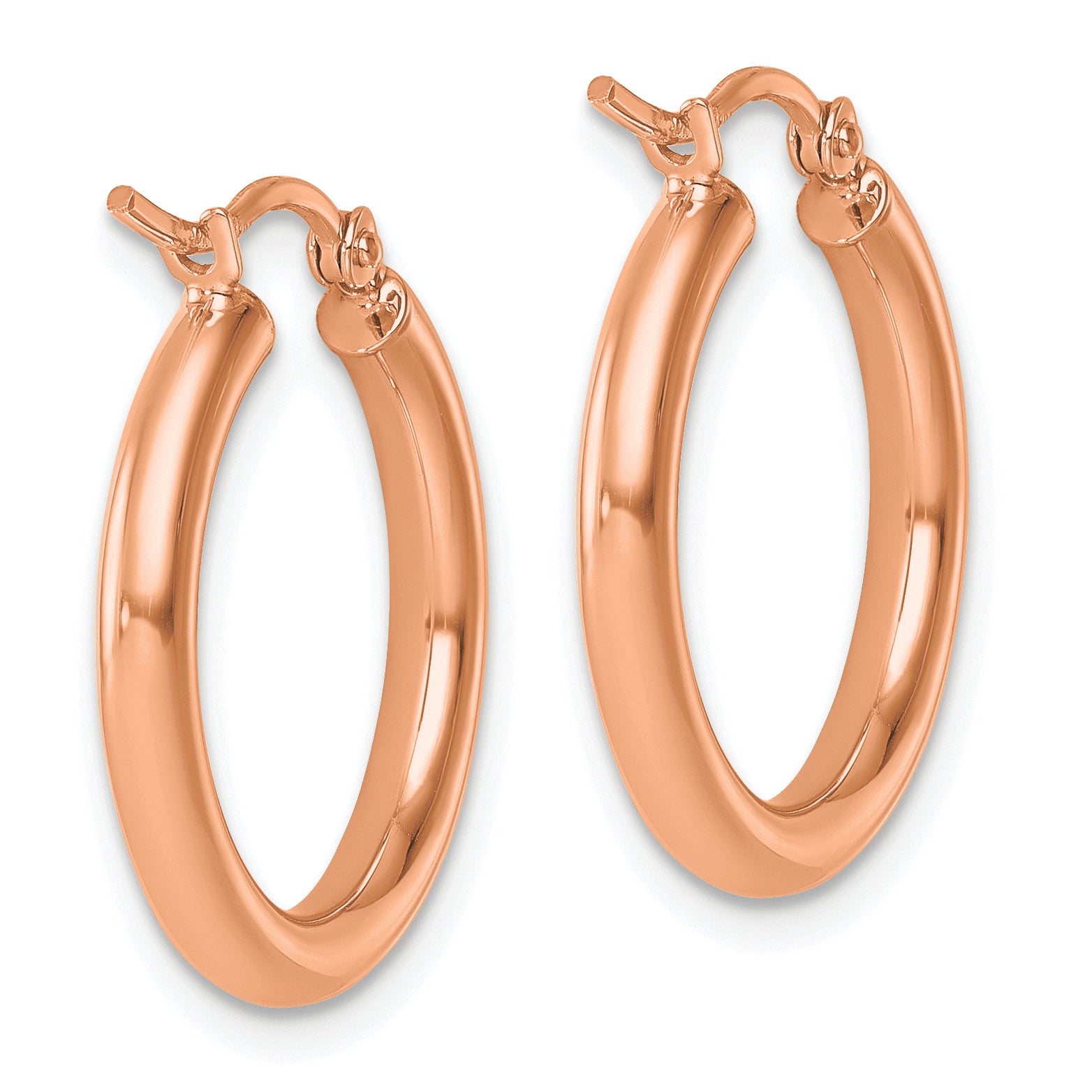 14k Rose Gold Polished 2.5mm Lightweight Tube Hoop Earrings