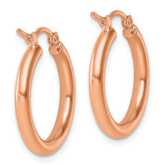 14k Rose Gold Polished 2.5mm Lightweight Tube Hoop Earrings