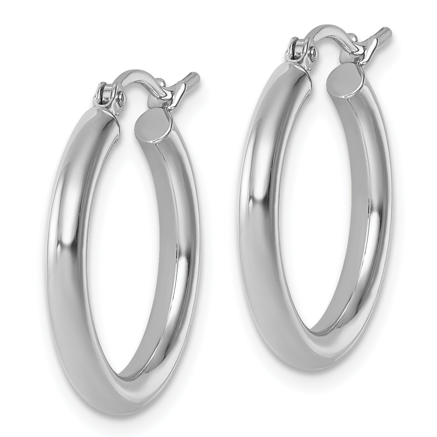 14k White Gold Polished 2.5mm Lightweight Tube Hoop Earrings