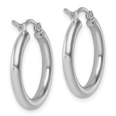 14k White Gold Polished 2.5mm Lightweight Tube Hoop Earrings