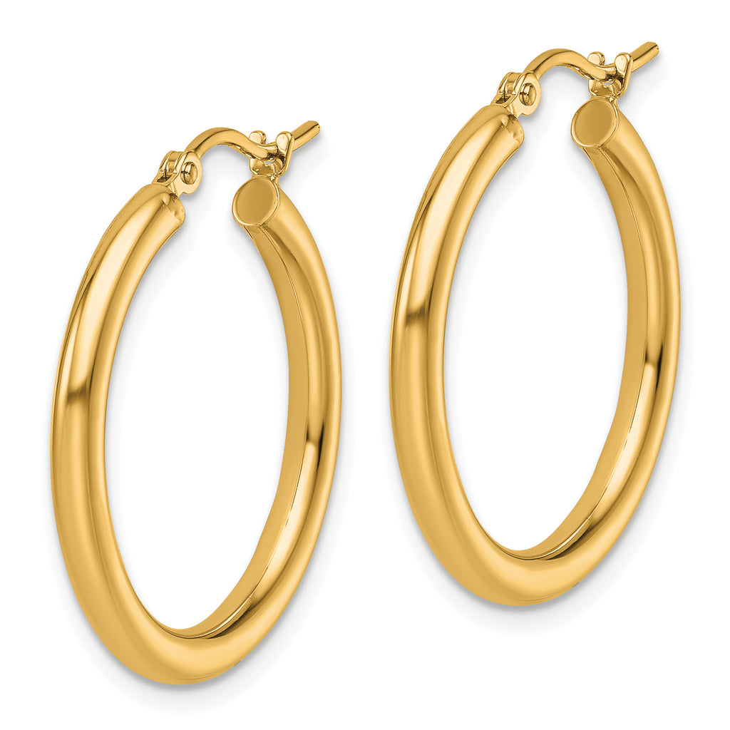 14k Polished 2.5mm Lightweight Tube Hoop Earrings
