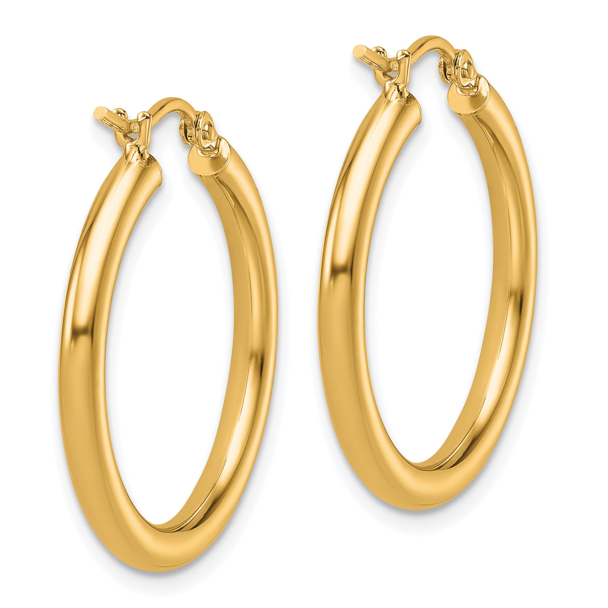 14k Polished 2.5mm Lightweight Tube Hoop Earrings