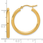 14k Polished 2.5mm Lightweight Tube Hoop Earrings