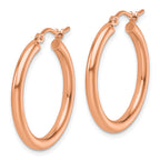 14k Rose Gold Polished 2.5mm Lightweight Tube Hoop Earrings