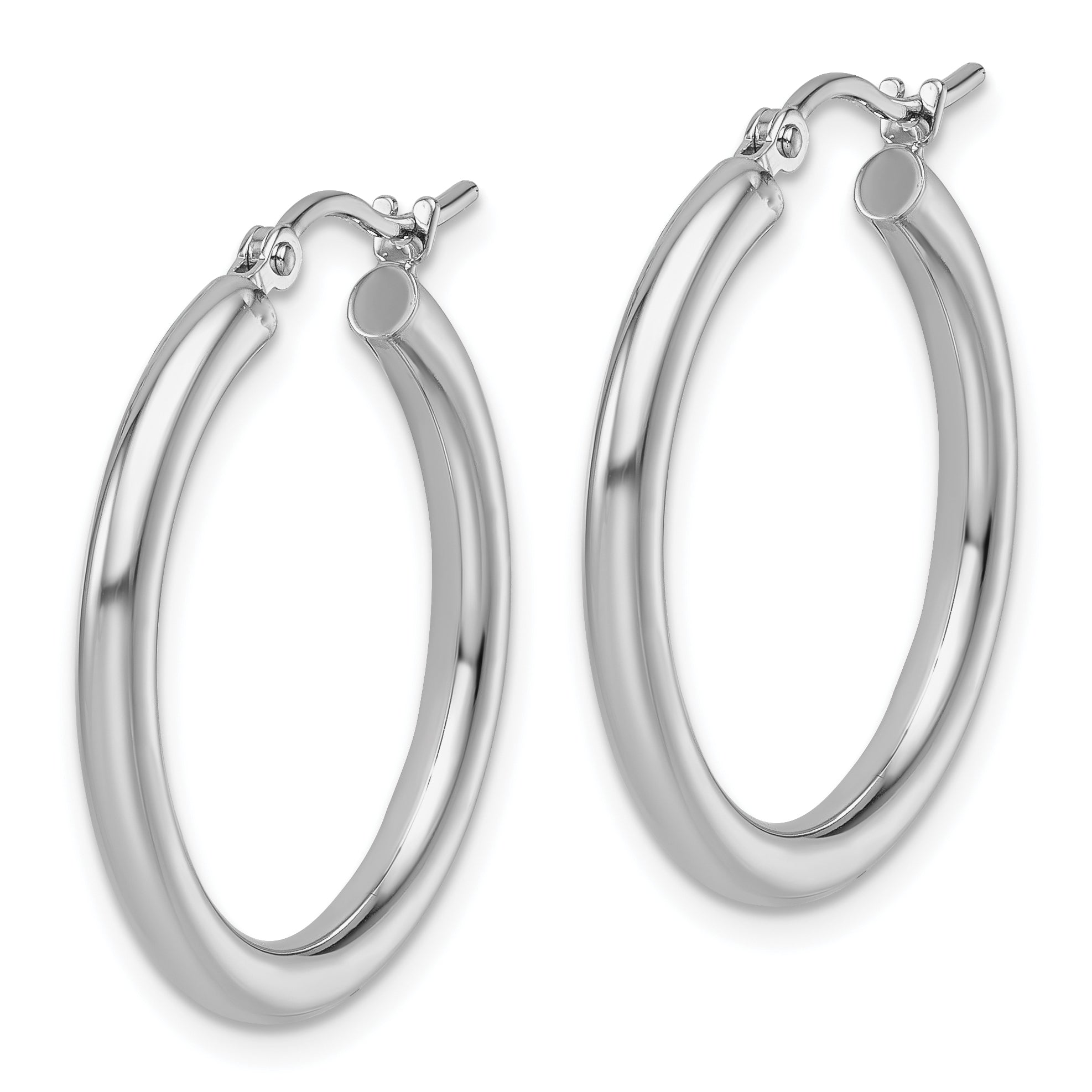14k White Gold Polished 2.5mm Lightweight Tube Hoop Earrings