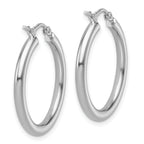 14k White Gold Polished 2.5mm Lightweight Tube Hoop Earrings