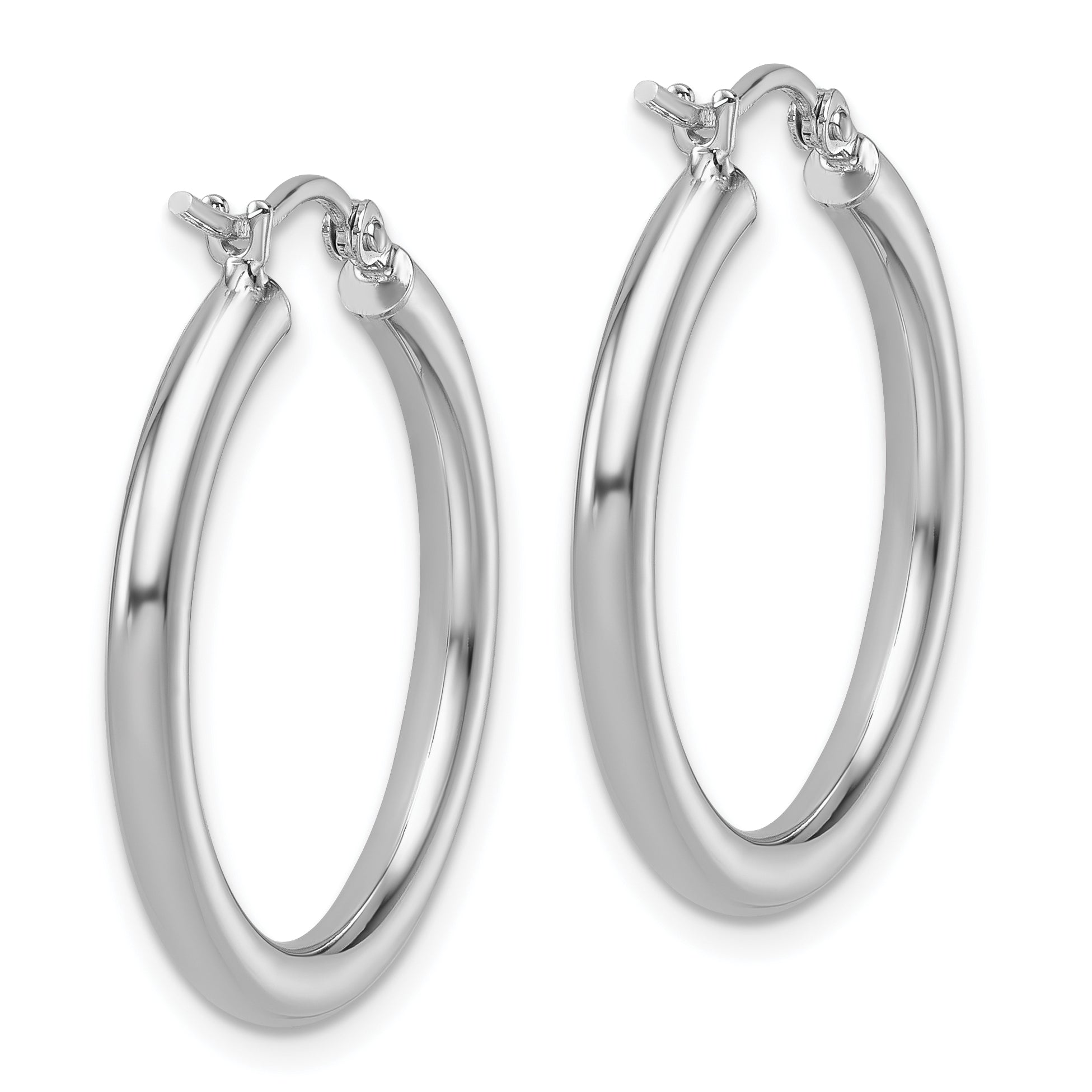 14k White Gold Polished 2.5mm Lightweight Tube Hoop Earrings