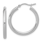 14k White Gold Polished 2.5mm Lightweight Tube Hoop Earrings