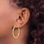 14k Polished 2.5mm Lightweight Tube Hoop Earrings