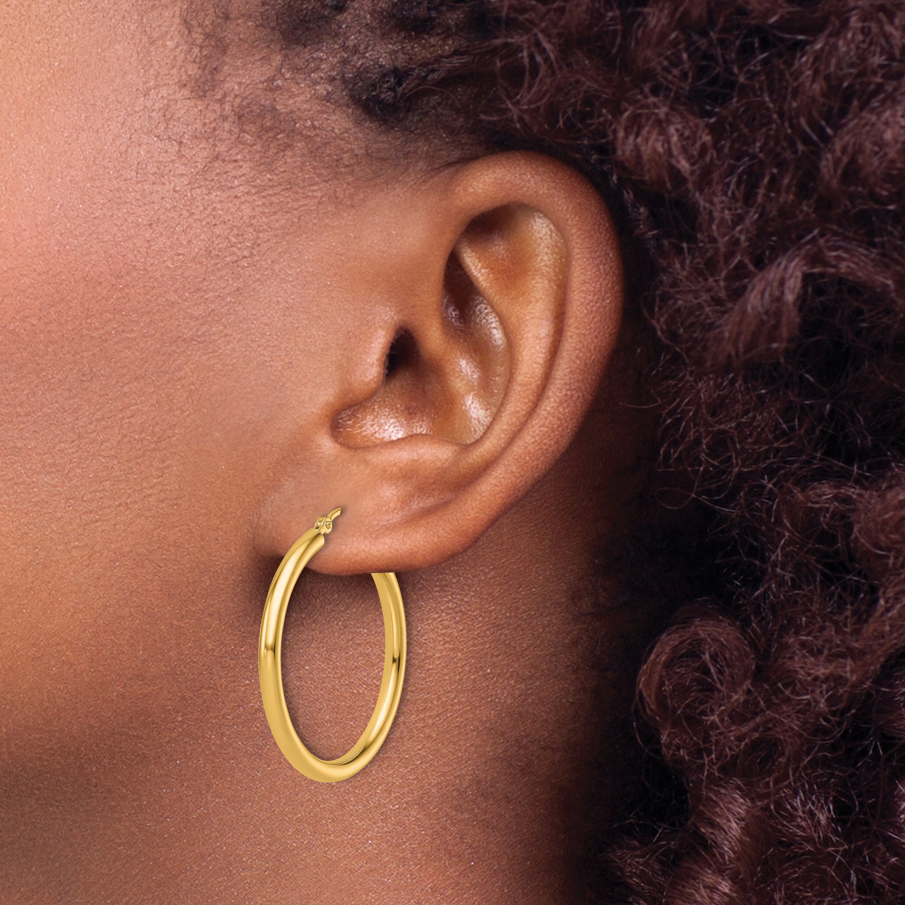14k Polished 2.5mm Lightweight Tube Hoop Earrings