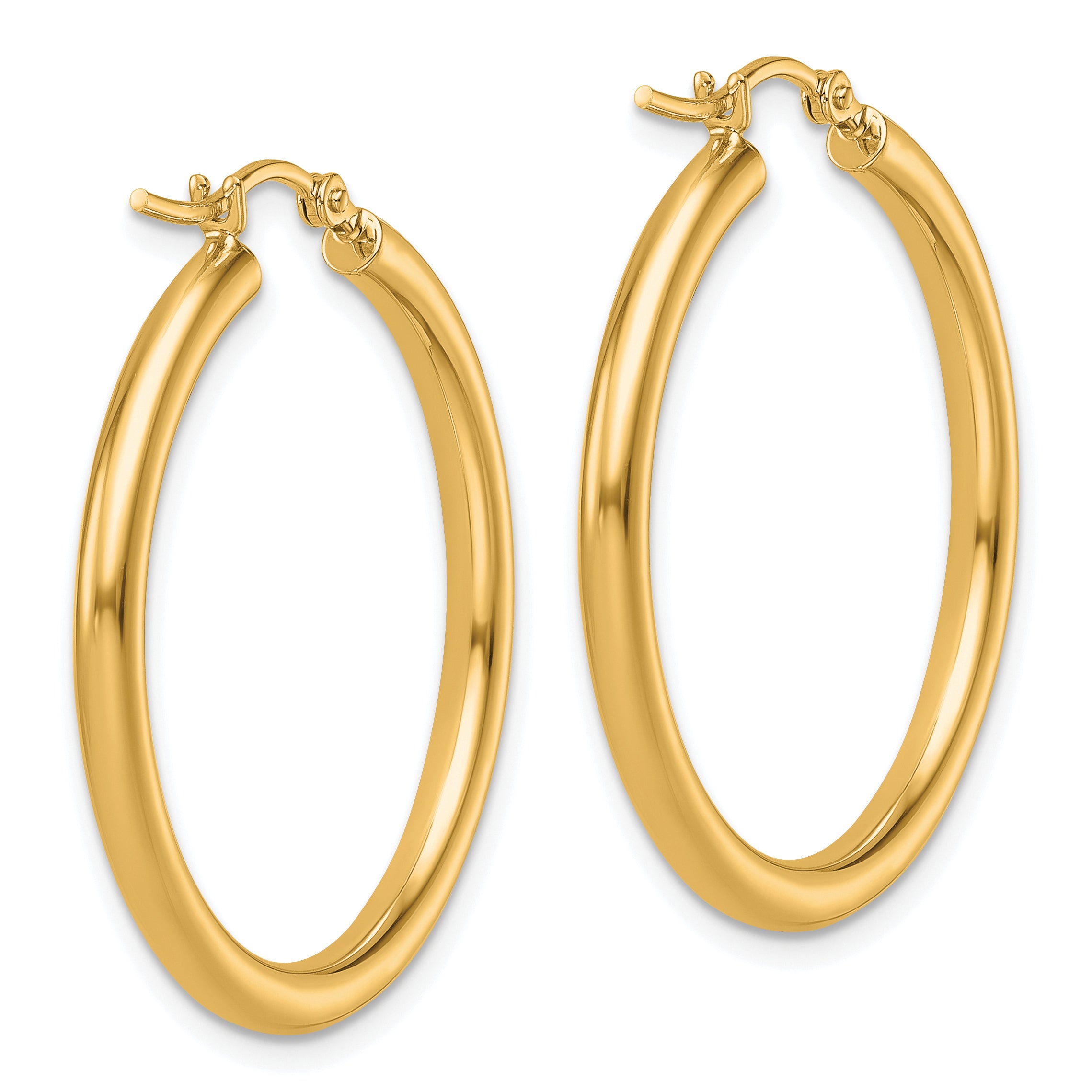 14k Polished 2.5mm Lightweight Tube Hoop Earrings