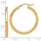14k Polished 2.5mm Lightweight Tube Hoop Earrings