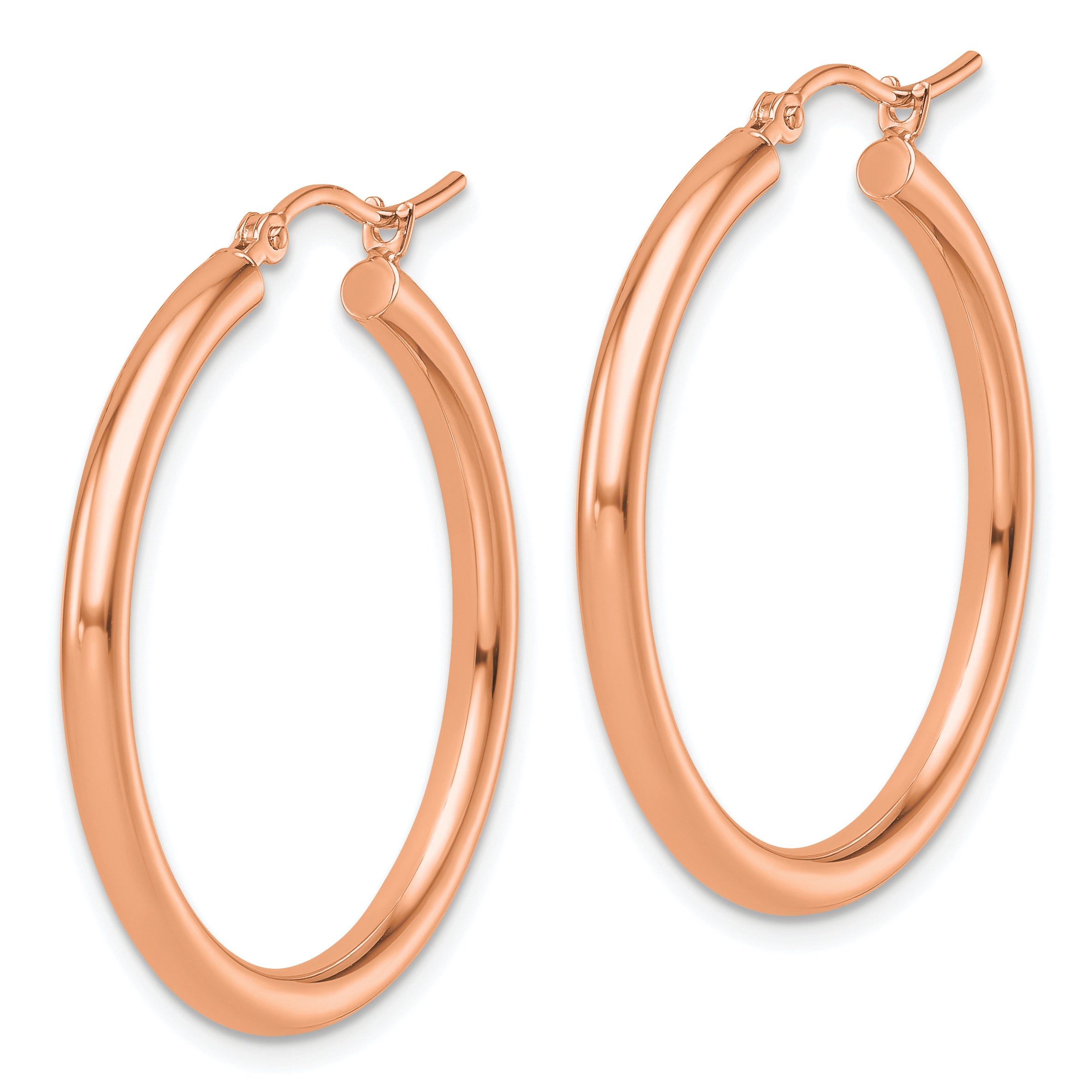 14k Rose Gold Polished 2.5mm Lightweight Tube Hoop Earrings Secondary image