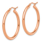 14k Rose Gold Polished 2.5mm Lightweight Tube Hoop Earrings