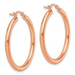 14k Rose Gold Polished 2.5mm Lightweight Tube Hoop Earrings