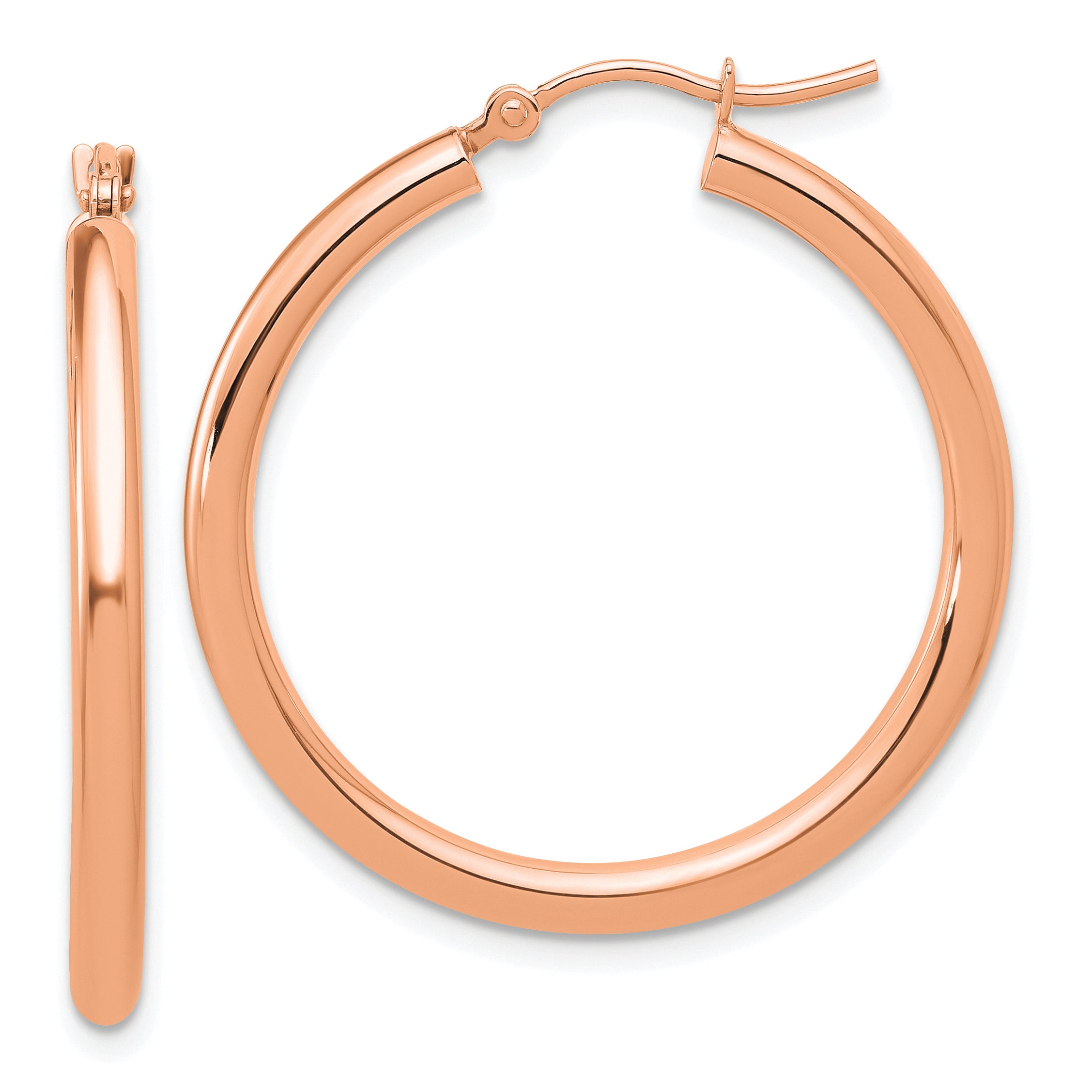 14k Rose Gold Polished 2.5mm Lightweight Tube Hoop Earrings Main image