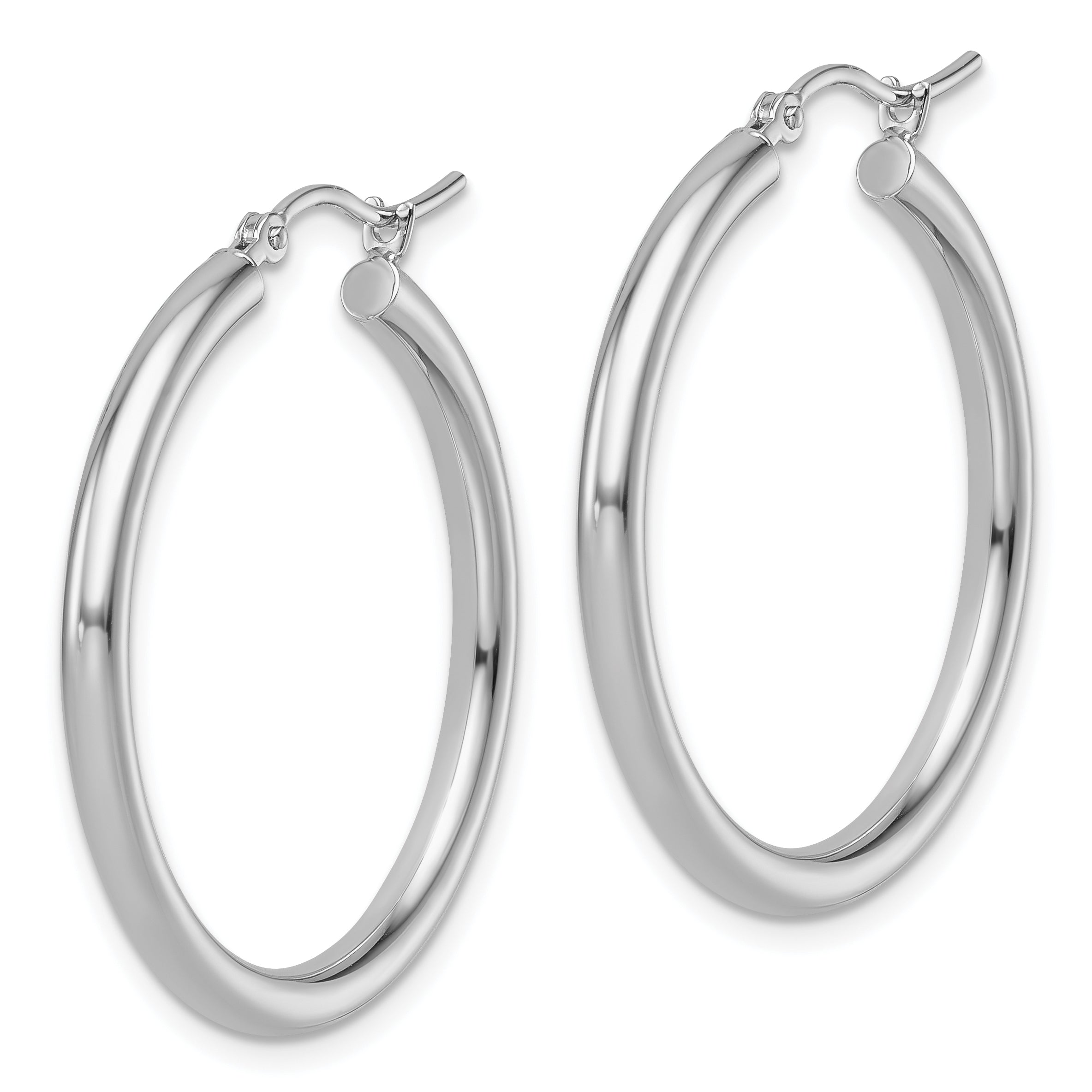 14k White Gold Polished 2.5mm Lightweight Tube Hoop Earrings Secondary image