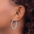 14k White Gold Polished 2.5mm Lightweight Tube Hoop Earrings