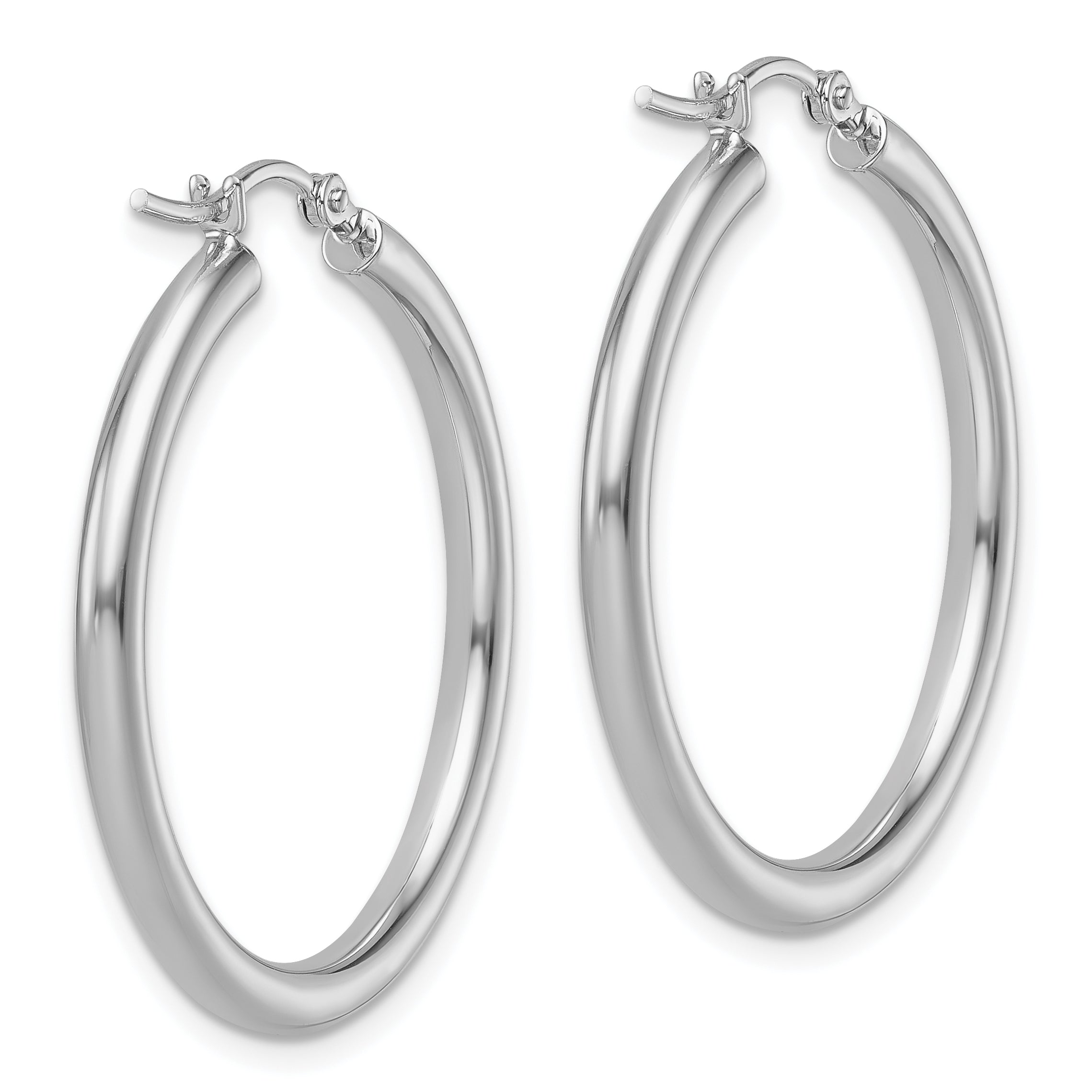 14k White Gold Polished 2.5mm Lightweight Tube Hoop Earrings